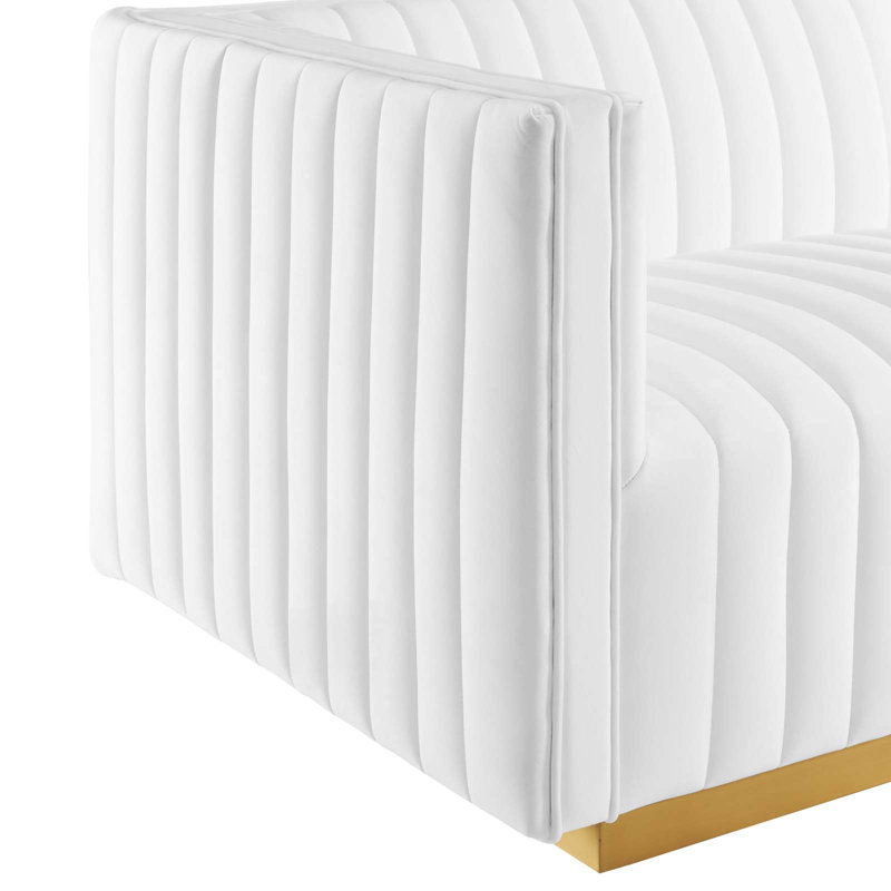 Canapé modulaire 5 pièces Conjure, Velours blanc