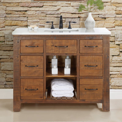 Marlie 42'' Single Bathroom Vanity with Quartz Top