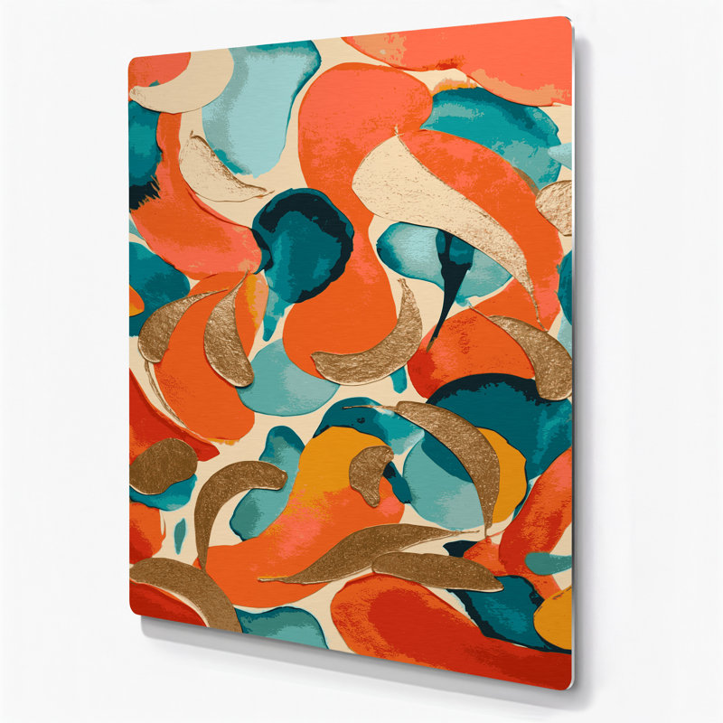 Abstrait aquarelle 49, art mural en métal rouge, H 11 po x l 14 po