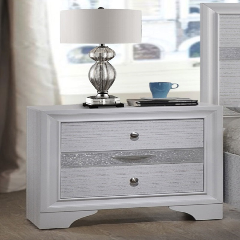 Brassexinc 2-Drawer Night Stand, White