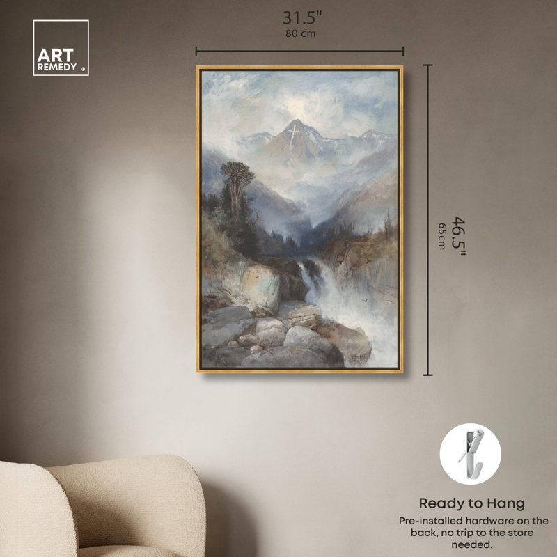 Art montagnard sur toile, montagne de la Sainte-Croix, par Art Remedy, Cadre doré, H 16 po x l 11 po