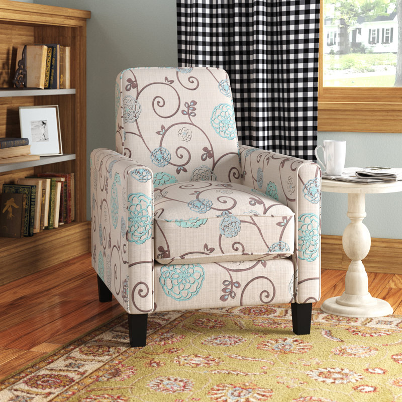 Sumyah Upholstered Recliner, Beige/Teal Floral