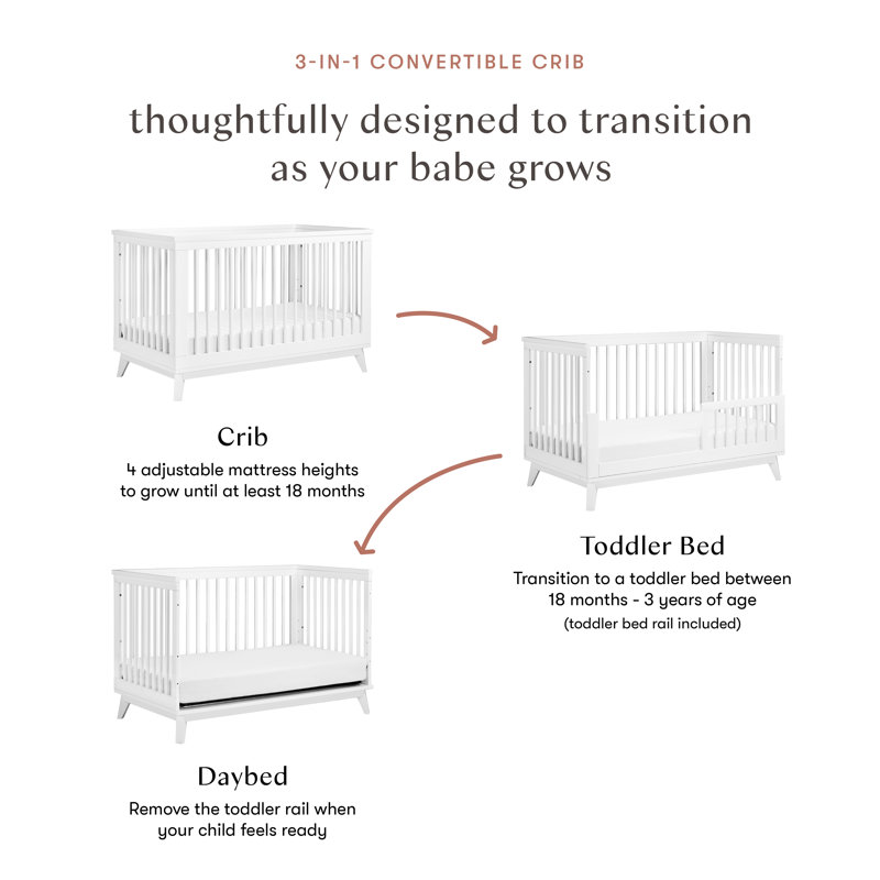 Scoot 3-in-1 Convertible Crib, White