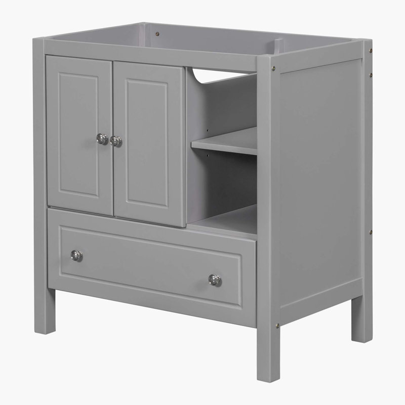 Base de meuble-lavabo de charme avec rangement spacieux et savoir-faire artisanal, Gris
