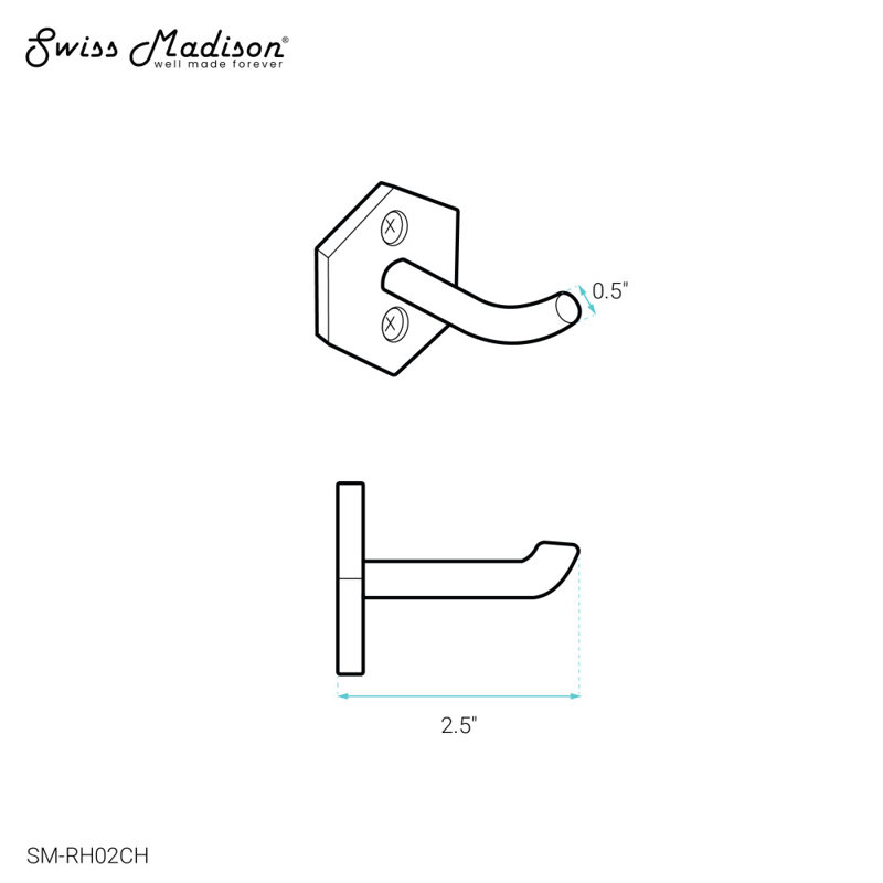 Brusque Bathroom Robe Hook In Chrome