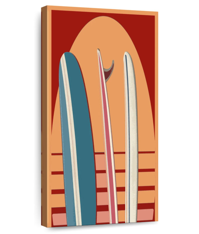 Beach Surfboard Sunset, 24" H x 12" W
