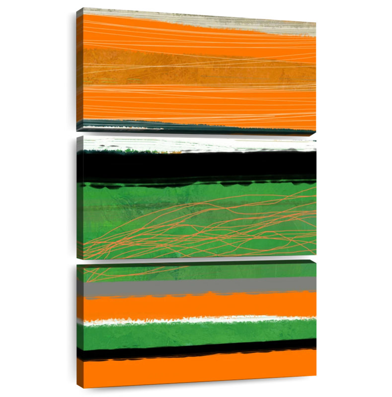 Avery orange et vert abstrait II, H 45 po x l 28 po