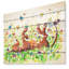 Chien heureux et brun avec fleurs et papillon - reproduction d'art-34273852-34273850