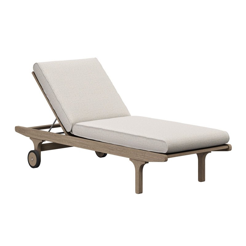 Saratoga Outdoor Teak Chaise Lounge Chair In Pebble, Beige