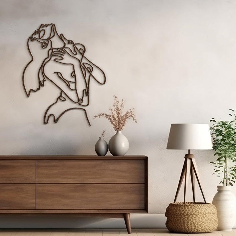 Décoration murale abstraite en forme de corps de femme, H 30 po x l 25,64 po x P 0,05 po, Brun