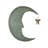 Rustic celestial metal crescent moon wall art in weathered verdigris green with golden star dangler — 25'' H x 23.75'' W x 0.5'' D