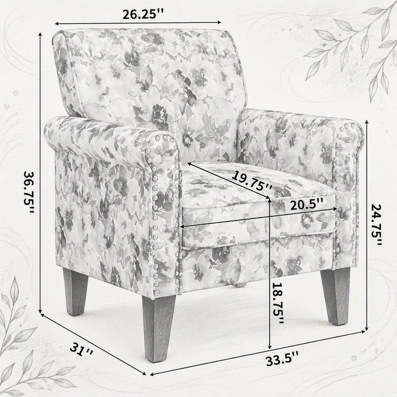 Fauteuil d'appoint avec pieds en bois massif
