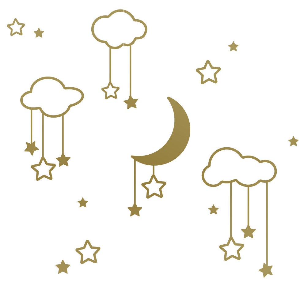 The Decal Guru Moon Stars and Clouds Wall Decal | Wayfair