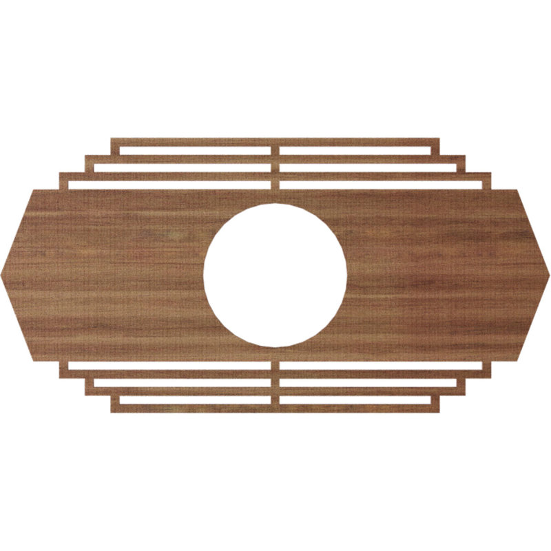 Médaillon de plafond en bois Chrysler, Noyer, H 17 po x l 34 po x P 0,38 po