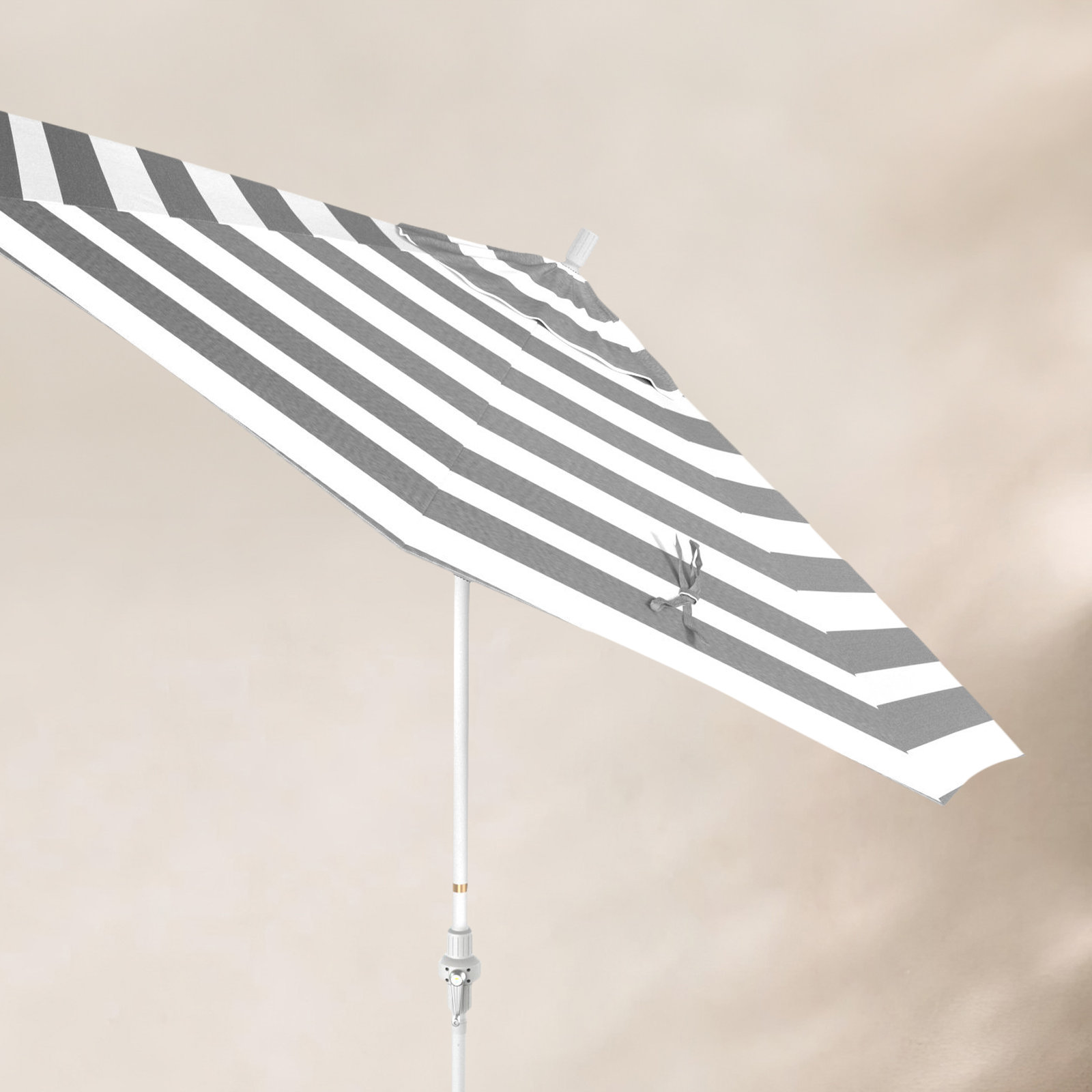Calline 9' Umbrella, Gray White Cabana Stripe