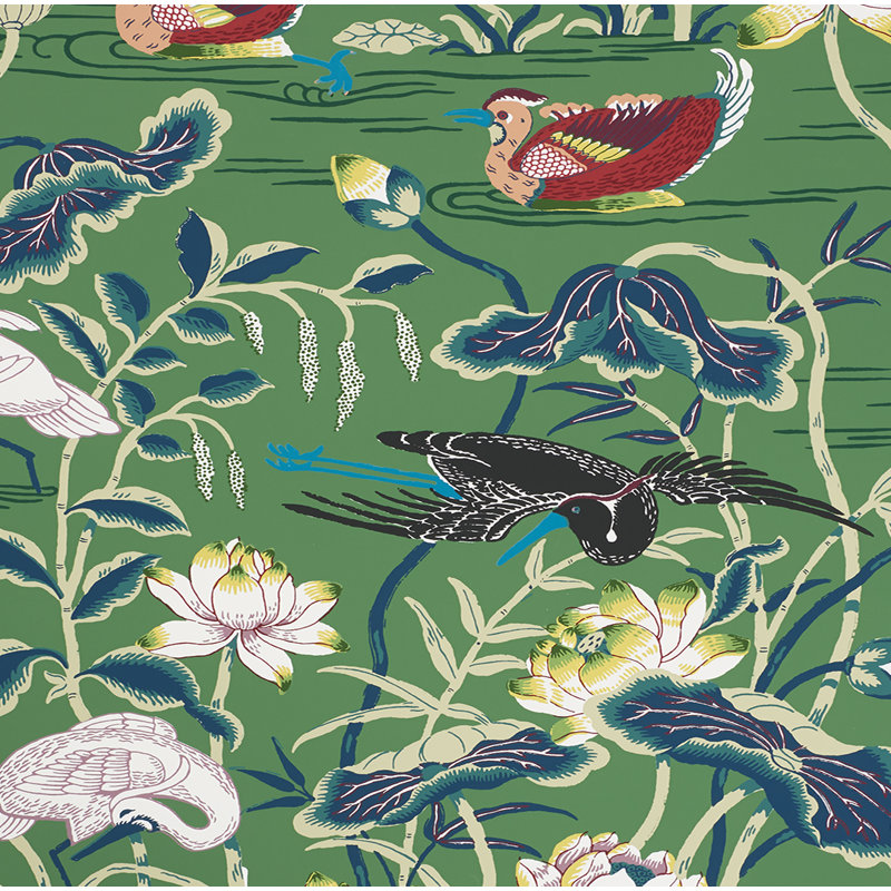 Rouleau de papier peint L 27 pi x l 27 po Lotus Garden, Jade