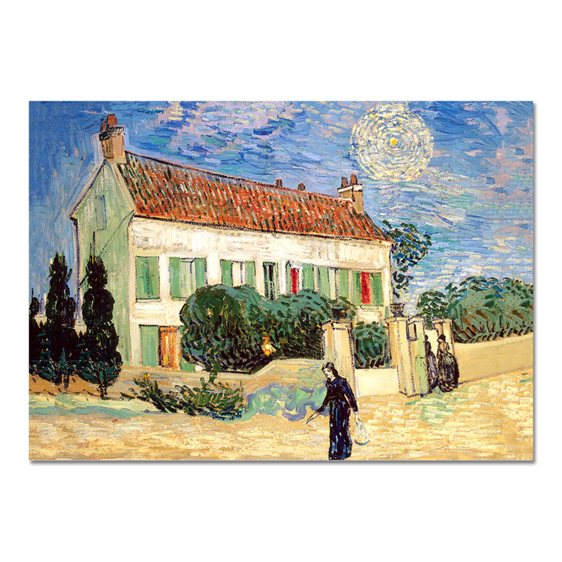 White House at Night by Vincent Van Gogh - Unframed Painting, 65cm H x 95cm W