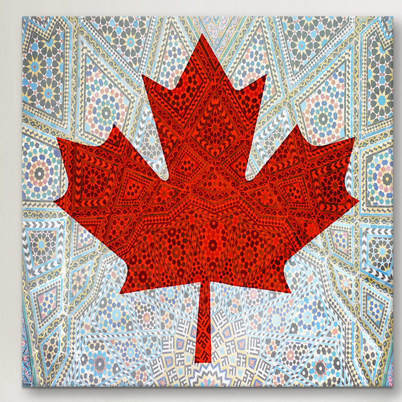 Feuille d’érable à pavillon canadien #5 impression sur toile, H 26 po x l 26 po x P 1,5 po