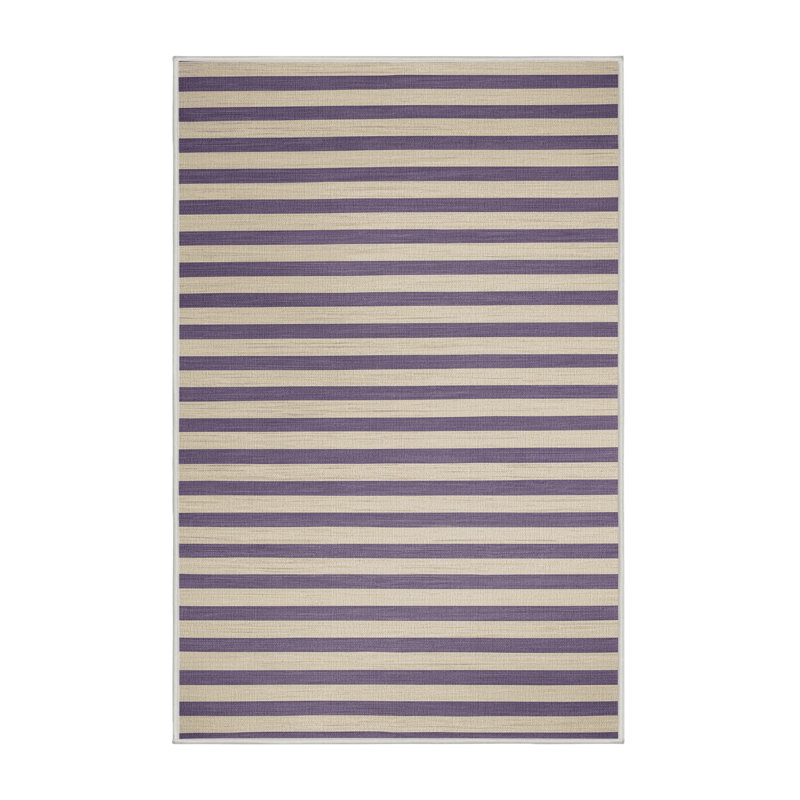 Tapis beige à rayures horizontales lavable à la machine, Rectangulaire 2 pi x 3 pi