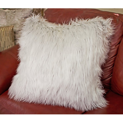 Trego Faux Fur Feather Throw Pillow