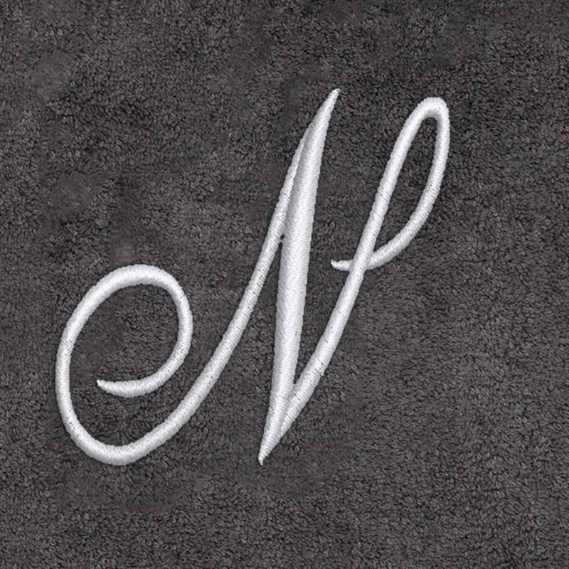Winston Porter Granite/Silver Script Monogram Bath Towel Letter N