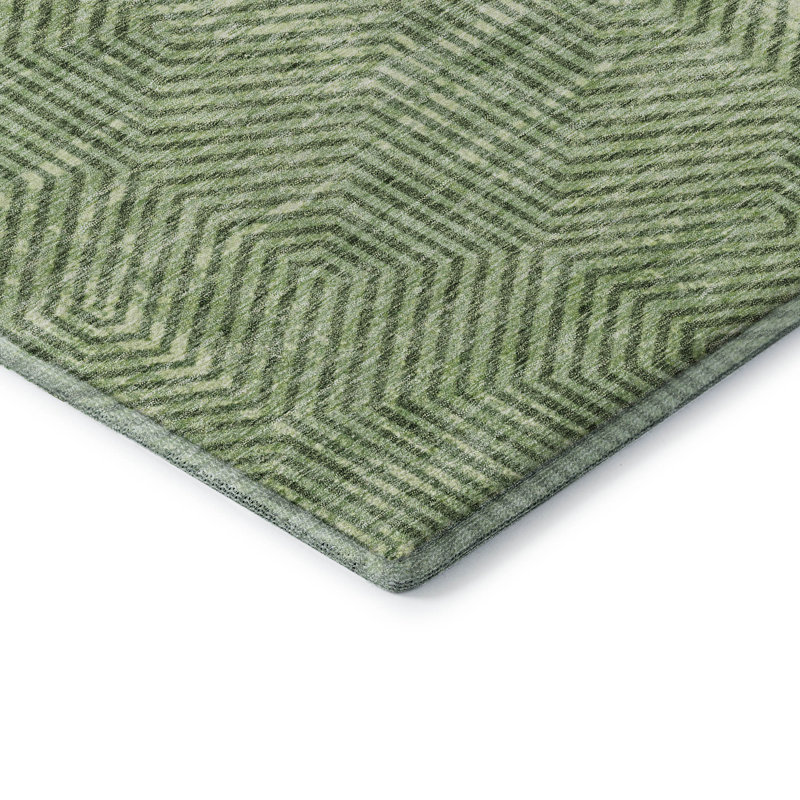 Tapis vert Prisco lavable à la machine de qualité supérieure, Rectangle 1 pi 8 po x 2 pi 6 po