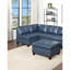 Fauteuil de chambre contemporain sans accoudoirs luxueux en cuir véritable capitonné bleu