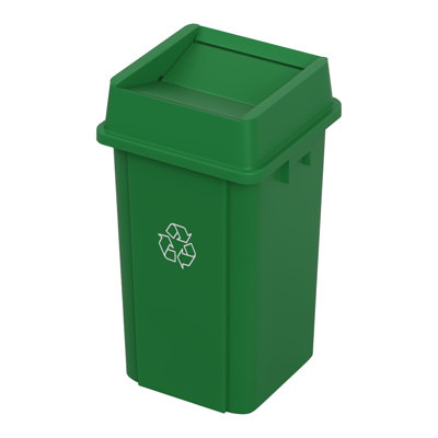 Bac de recyclage en plastique 19 gallons avec couvercle pivotant et canaux d'aération