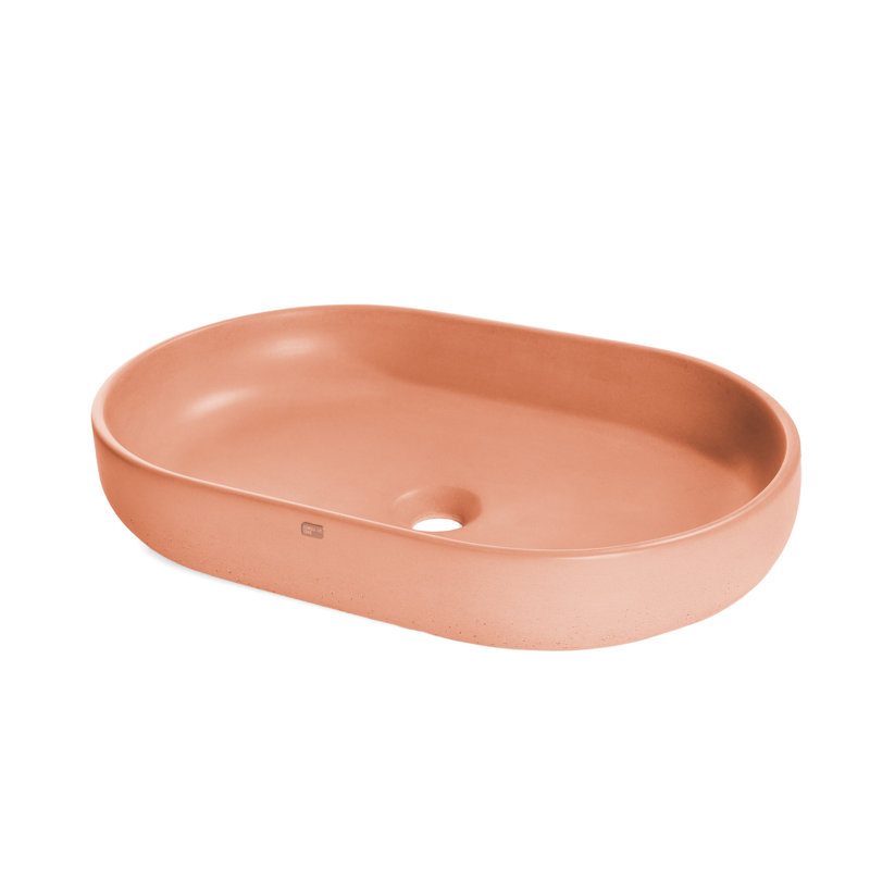 Konkretus Fladd 14.5'' Concrete Oval Bathroom Sink, Antille Orange