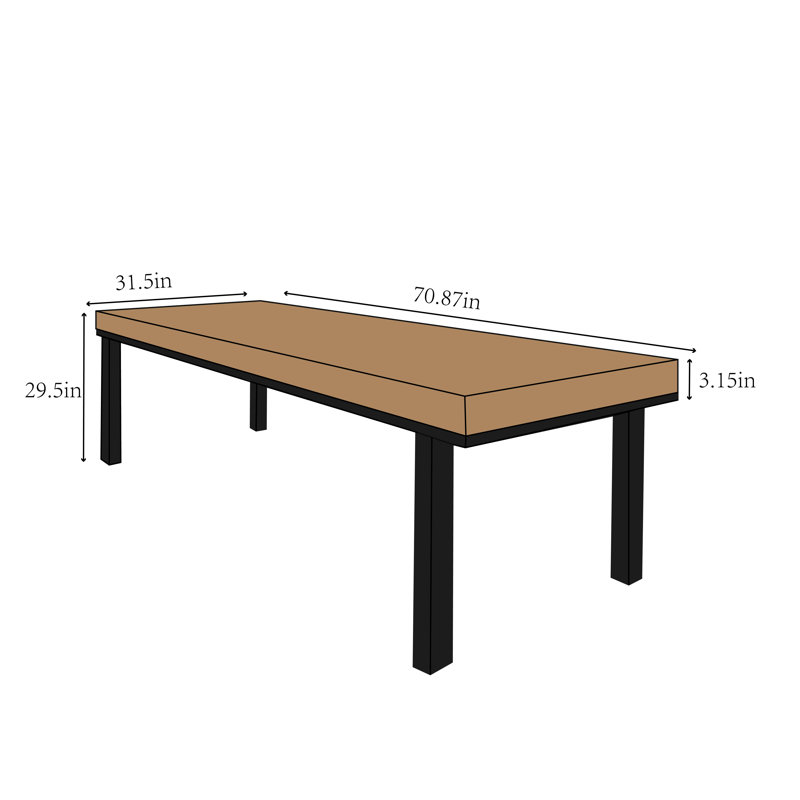 Thickened solid wood tabletop rectangular meeting, 29.5” H x 70.87” L x 31.5” W