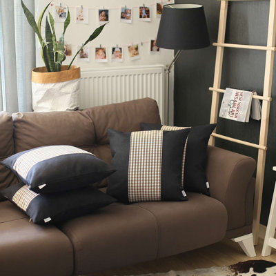 Ensemble de 4 housses de coussin pied-de-poule