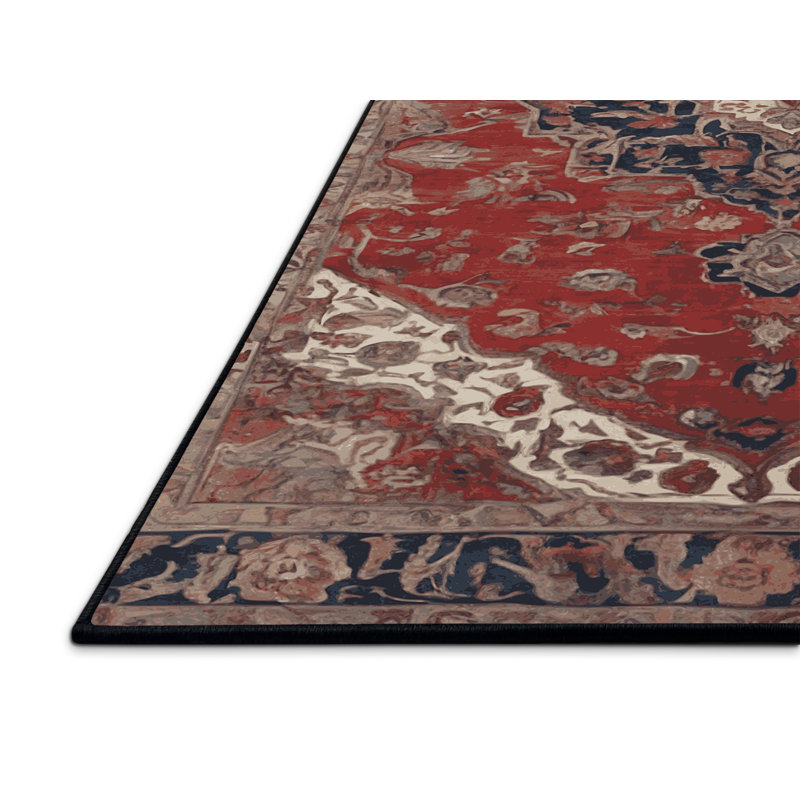 Tapis noir soyeux et moelleux, Rond 5 pi