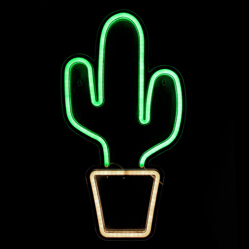 Enseigne murale 18,5 po DEL vert cactus de style néon
