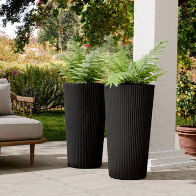 2 pcs 23.6 inch tall decorative planter pots for outdoor indoor garden patio front porch