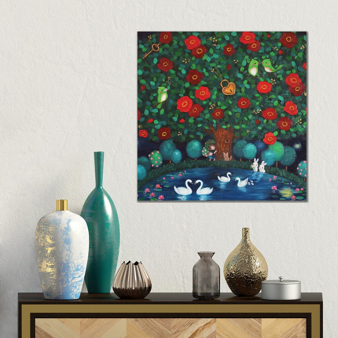 Mein kleiner Kameliengarten von Eury Kim - Giclée auf Leinwand ohne Rahmen