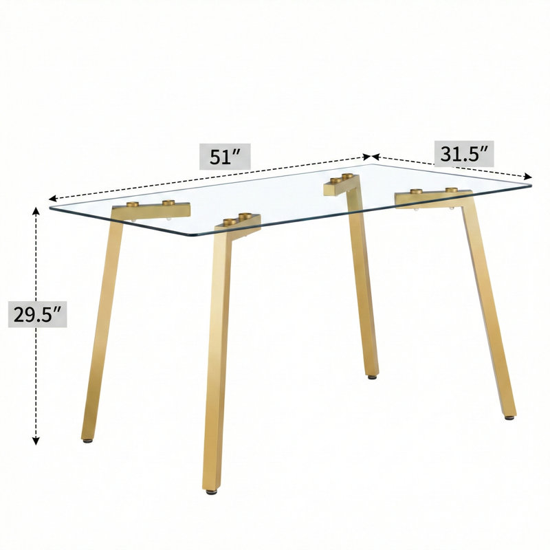 Doté de pieds en métal doré, convient pour la cuisine, la salle à manger et le salon, dimensions: 51 po de largeur * 31,5 po de profondeur * 29,5 po de hauteur
