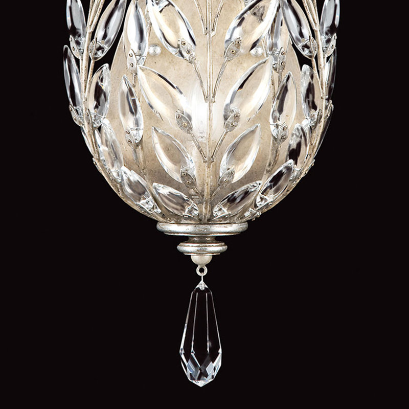 Applique en cristal Crystal Laurel, 8", Feuille d’argent antique