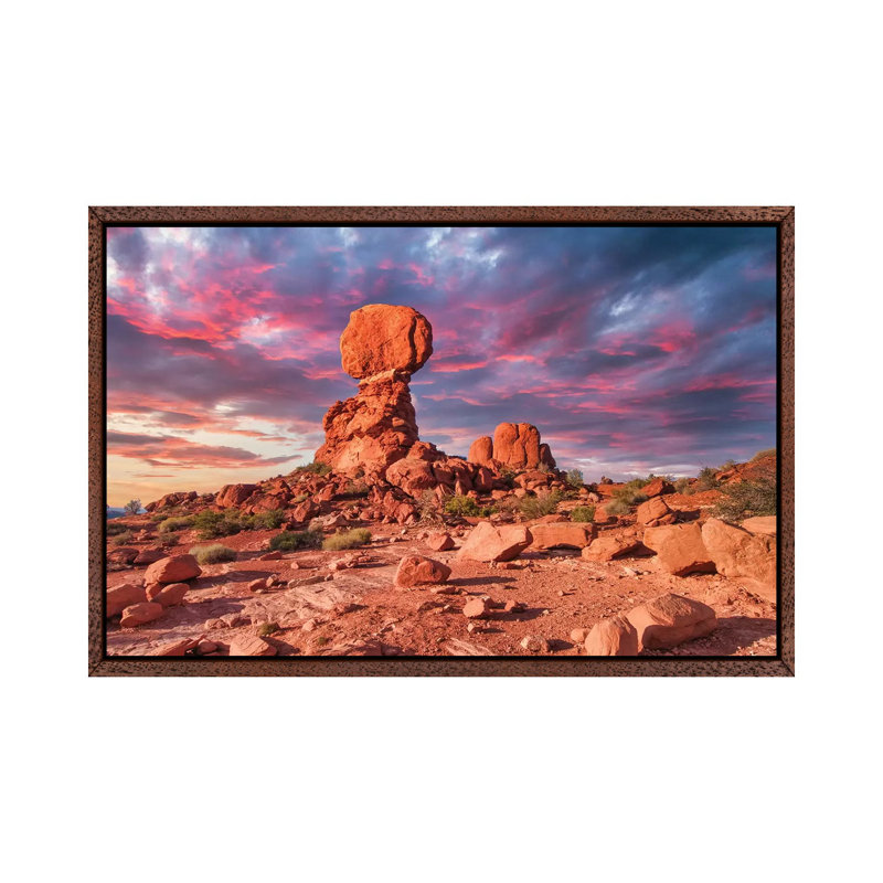 Balanced Rock by Mark Paulda - Print on Canvas, Classic Brown Wood Floater Framed, 45.72cm H x 66.04cm W x 3.81cm D