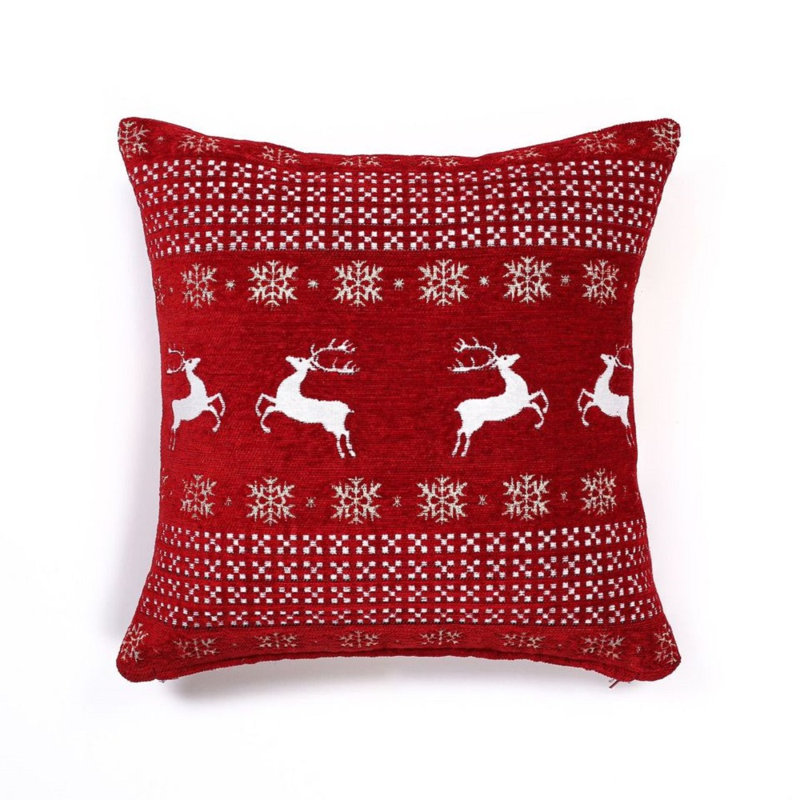 Saltaire Patchwork Red Square Euro Cushion