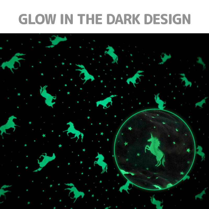 Glow in the Dark Unicorn Microfiber Kids Blanket