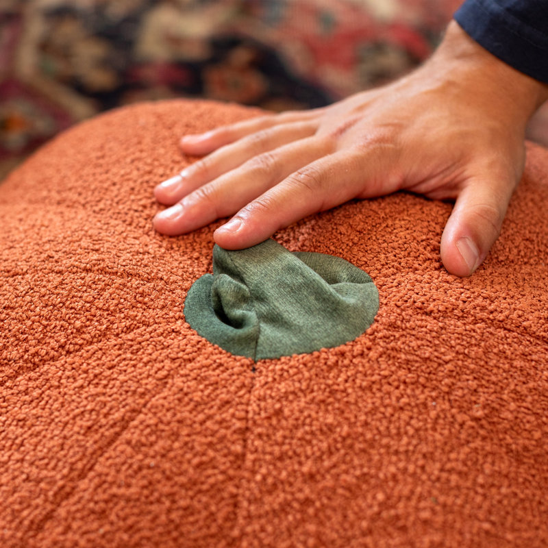 The Holiday Aisle® Pumpkin Pouf - Luxurious Ottoman For Fall & Halloween Décor, Orange, Faux Fur