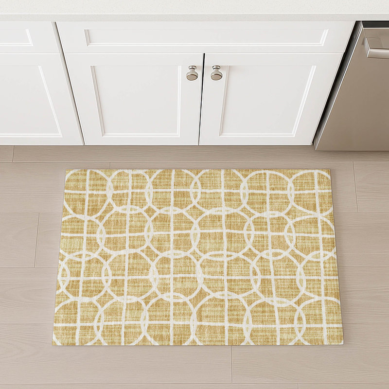 Machine Washable Indoor/Outdoor Chantille ACN2769 Geometric Rug, Gold, 2'6" x 3'10"