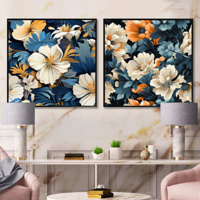 Lylou - Ensemble de 2 collages floraux carrés