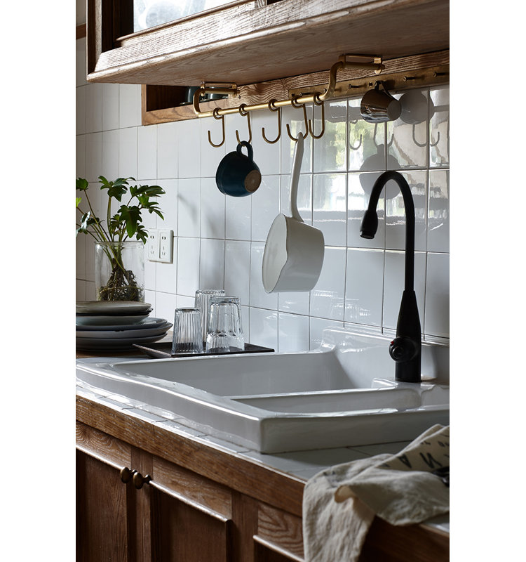 Rustic Solid Brass Kitchen Utensil Rail