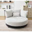 Grand fauteuil de travail pivotant à 360 degrés, gris, support de téléphone réglable, avec coussin lombaire, 2 rotations de beauté rondes de 51,81 po de largeur, gris, magnifique-56130624