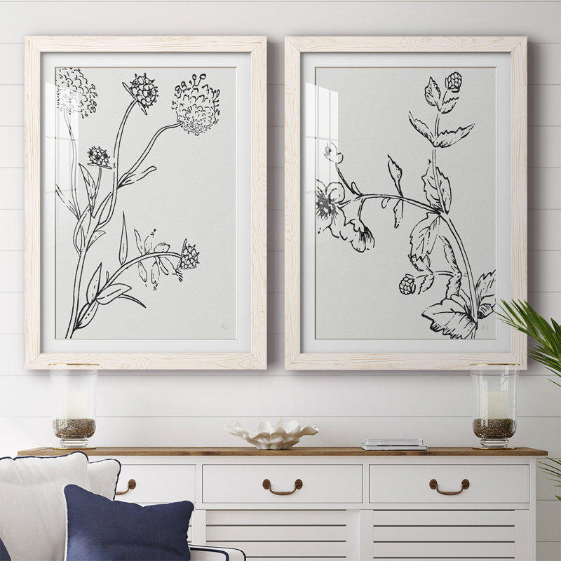 «Botanical Study I», reproduction de photo sur toile 2 pièces, Blanc, H 27,5 po x l 75 po x P 1,5 po