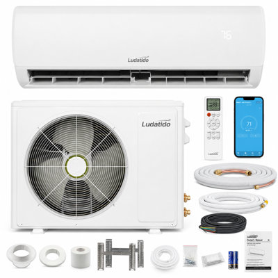 9000 BTU Split Air Conditioner & Heat Pump, 115V Ductless Inverter AC/Heating System, up to 500 Sq. Ft.