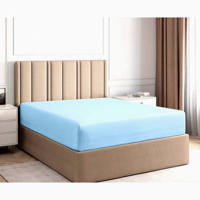 SuperSoft Blue Dream Queen Fitted Sheet - 12" Deep Pocket Cotton Bedsheet
