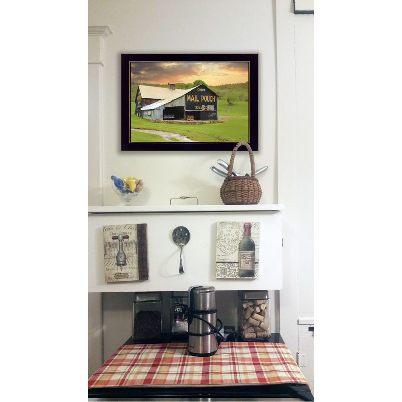 «Mail Pouch Barn» par Lori Deiter, art mural imprimé, affiche prête à accrocher, cadre noir