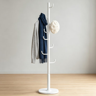 Portemanteau autoportant en forme de cactus avec 8 crochets robustes, portemanteau pour vêtements, chapeaux, sacs et serviettes, blanc nuage